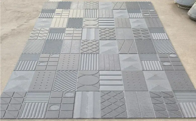 Patchwork sampler of grooved fibre cement patterns