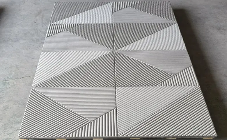 Faceted triangle grooved fibre cement panel
